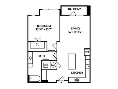 A8 1BR 1BA Floor Plan